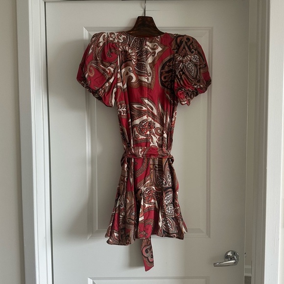 Farm Rio Leopard Paisley Burgundy Mini Dress - Picture 9 of 9